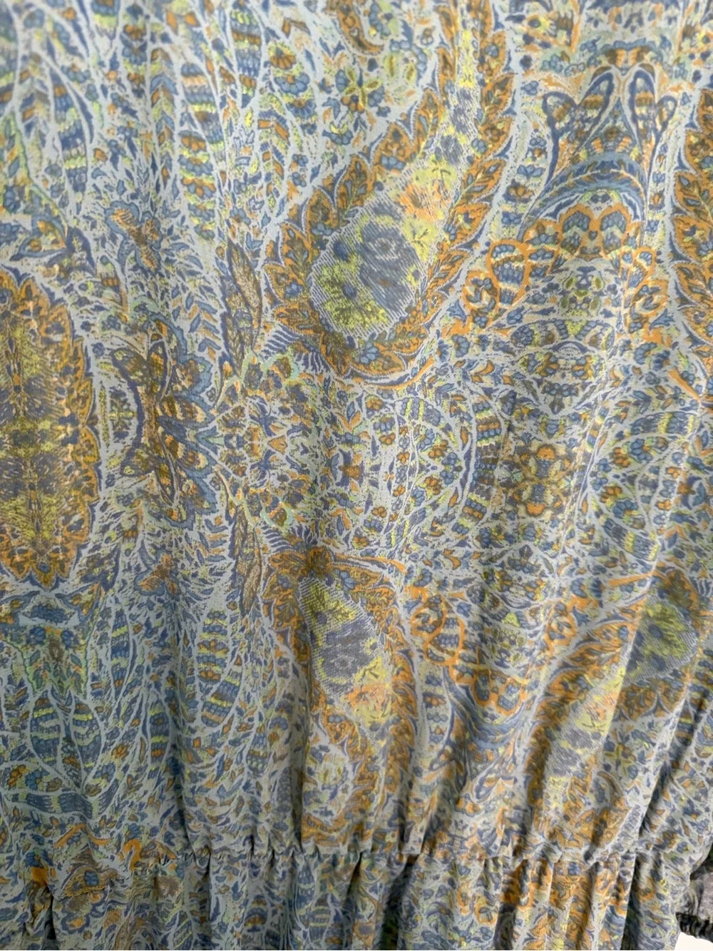 Jane and Delancey Boho Blue Paisley 3/4 Sleeve Midi Dress - Picture 6 of 6